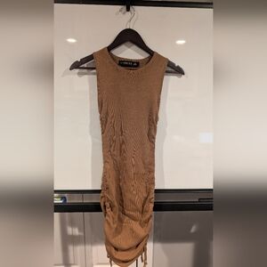 Lioness Tan Ruched Dress